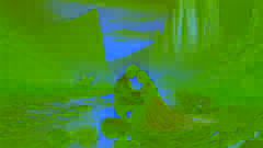 Leyla und Majid treffen sich heimlich am Fluss in der Dämmerung, umarmen sich im Schatten der majestätischen Klippen.