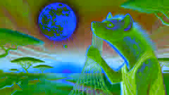 Mwizi libera la luna de su red, mientras la sabana se ilumina a medida que la oscuridad se disipa.