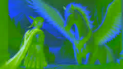 Bellerophon, vêtu de son armure grecque, se tient devant Pégase, le majestueux cheval ailé, dans les paisibles montagnes de l'Hélicon.