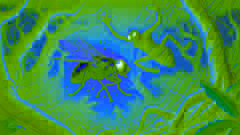 The fly breaks free from Anansi's web as he looks frustrated in a wind-swept forest.