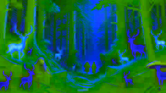 Hans und der Einsiedler durchqueren den dichten Wald, der voller magischer Kreaturen ist.