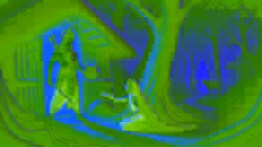 Ravana, verkleidet als Asket mit einer Bettelschale, naht sich Sita in der Nähe ihrer Waldhütte, um sie zu entführen.