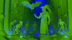 Itzamná se enfrenta a Camazotz, el dios murciélago, en el inquietante y resplandeciente inframundo de Xibalbá.