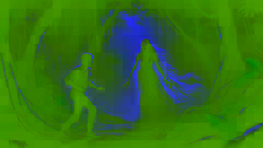 La Sayona se enfrenta a Carlos en la jungla, su figura espectral se cierne sobre él mientras él retrocede, lleno de miedo.