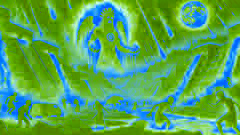 Tláloc desata una lluvia ardiente, la gente huye mientras las llamas y la lava consumen la tierra durante la destrucción del tercer sol.