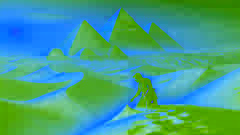Santiago digs in the sand at the base of the pyramids in Egypt, determined to uncover the treasure.
