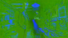 Mikael Blomkvist enfrenta a Martin Vanger en un sótano tenuemente iluminado, lleno de maquinaria antigua y herramientas.
