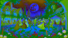 Amigos bailando y celebrando bajo las estrellas.