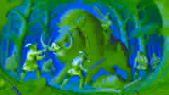 Culhwch captura al jabalí gigante Twrch Trwyth en un denso bosque.