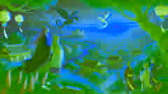 Una escena pacífica de la Princesa Mei Ling y el Emperador Liang contemplando el reino mientras el Dragón y el Fénix vuelan en armonía.