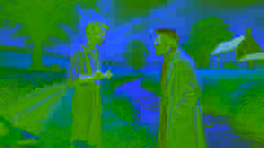 Wilhelm y Jacques se confrontan cerca de un arroyo en la campiña de Lorena, simbolizando las tensiones culturales y territoriales.