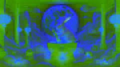 El conejo de jade en su palacio celestial, machacando el elixir de la inmortalidad bajo una brillante luna llena.