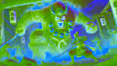 Momotaro affronte le redoutable roi des ogres dans un combat intense et puissant au sein de la forteresse.
