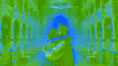 El rey Midas abraza a su hija, restaurada a la vida, en un cálido ambiente palaciego repleto de alivio y amor.