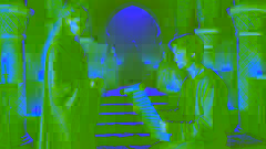Eadric holds an ancient scroll in a dimly lit temple while Seraphine, in ceremonial robes, watches him.