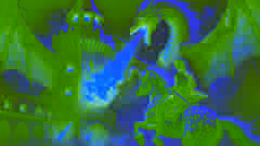 Asbjørn y Dapplegrim se enfrentan a un enorme dragón frente a la Torre del Hechicero.