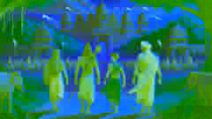 Rama, Sita y Lakshmana, vestidos con sencillas ropas de bosque, se estaban despidiendo de Ayodhya para comenzar su exilio.