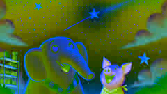 Gerald und Piggie bestaunen einen falling Stern und sind voller Freude und Erstaunen über die Schönheit dieser Überraschung.