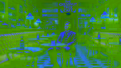 Winston sentado solo en el Café Chestnut, mirando fijamente la pantalla con un vaso de ginebra frente a él.
