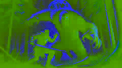 Um guerreiro em batalha contra um monstro colossal em uma floresta iluminada pela lua, brandindo uma espada prateada.