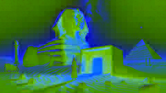 Dr. Lena Hassan uncovers an entrance at the base of the Sphinx, holding a tablet as mystical light glows from the chamber.