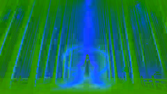 Celestial maiden Yuelian in a bamboo grove, glowing softly while challenging Liu Feiyan with a riddle.