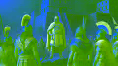 El emisario inca, flanqueado por guerreros, transmite un mensaje tenso al consejo de los Chachapoya.