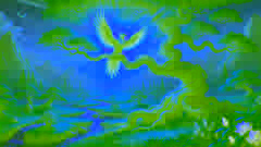 The surviving Golden Crow glowing softly on the Fusang Tree, surrounded by a restored, lush landscape with flowing rivers.