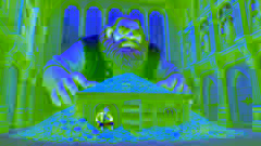 Jack se esconde en el castillo del gigante mientras el gigante cuenta su oro.