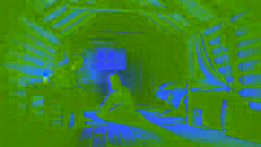 The wounded man rests in the hermit's hut while the king sits beside him, with the hermit standing in the background.