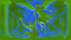 Hermes descends from Olympus, seizing a surprised Sisyphus with divine energy surrounding them in a dramatic scene.
