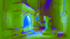 he Little Match Girl strikes a match, seeing a vision of a warm stove with glowing red-hot doors.