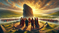 The five Fir Bolg brothers council at Tara, dividing Ireland into provinces.