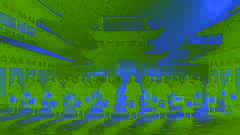 Ronin storm Kira’s mansion under falling snow with lanterns and swords
