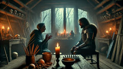 John Lambton receives prophecy from a wise woman and prepares his spiked armor