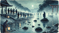 Mondscheinstrand, an dem Ushi-oni-Ursprungsgeschichten erzählt werden.