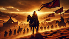 Kahina commanding troops at sunset