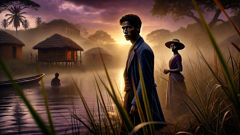 Mwila observing a handsome stranger at dusk by the Angolan riverbank