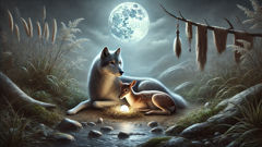 Ancestro recién nacido entre lobo y cierva en River Hollow.
Opciones alternativas si prefieres adaptar el lugar al español:
- Ancestro recién nacido entre lobo y cierva en la Hondonada Ribereña.
- Ancestro recién nacido entre lobo y cierva en la ribera del río.
¿Quieres que adapte el tono o que preserve exactamente el nombre propio del lugar?