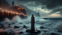 أندروميدا، مقيدة وهشة، وندم أمةٍ يلوح في الخلفية كظلٍ شامخ.