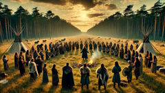 Tribal leaders gather at Lindholm Clearing for King Dan’s council.
