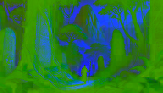 Kalala walks through a dense jungle path toward the Mountain of Echoes, surrounded by mist, ancient carvings, and towering trees.