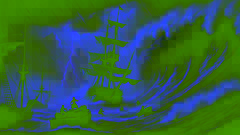 Un navire pirate luttant contre une violente tempête des Caraïbes, les vagues s'engouffrant par-dessus le pont.