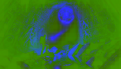 Elena Vega in a cave with glowing petroglyphs and a crystalline pool reflecting a pulsating orb of light.