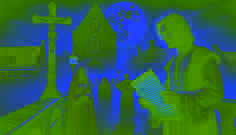 At the old stone bridge, Willem holds an ancient parchment as the spirits of the condemned hesitate, listening in so