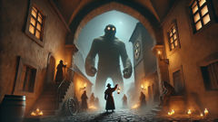 في ليلة من الليالي أوقف الجولم حشداً عند بوابة الحي اليهودي، صورة تروى في نسخ كثيرة من أقوال الرواة عن الحدث.