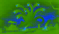El Dragón de Nueve Cabezas se posa en una formación rocosa, sus ojos dorados brillantes observando a los asustados aldeanos abajo.