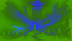 Una escena dramática nocturna en las Cataratas de Trafalgar, donde el poder del espíritu se intensifica, ahuyentando a los desarrolladores, mientras Elena se mantiene firme.