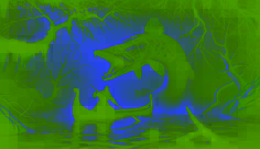 Väinämöinen se enfrenta al colosal Lucio de Tuonela en las brumosas y sombrías aguas del río del inframundo.