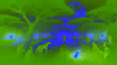 Atrapado en enredaderas ancestrales, el Hombre Leopardo lucha bajo un dosel iluminado por la tormenta.